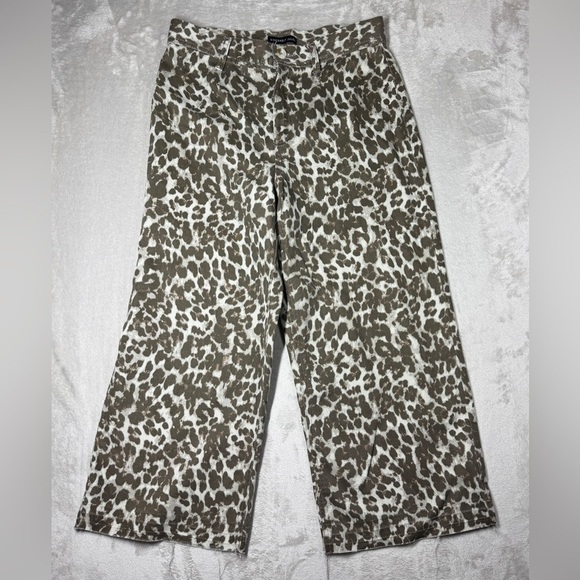 Sincerly Jules Denim - Sincerely Jules Leopard Animal Print Wide Leg Cropped 100% Cotton Jeans Size 29